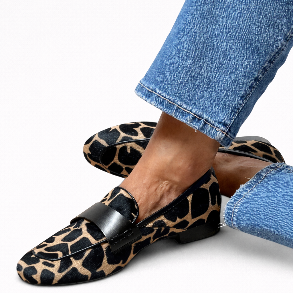 Catia - Mocasines elegantes de leopardo para el día a día