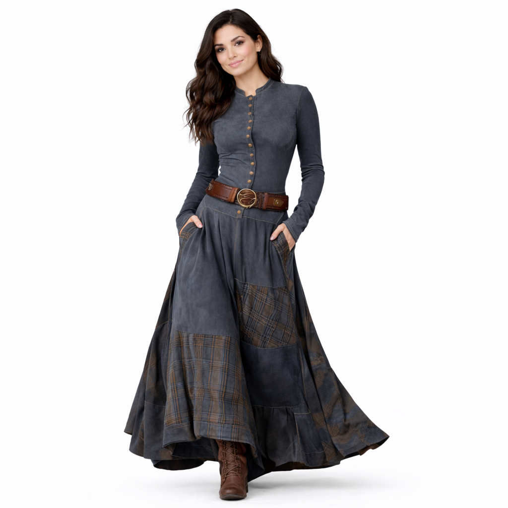 Adriana – Vestido Maxi Vintage Azul Marino