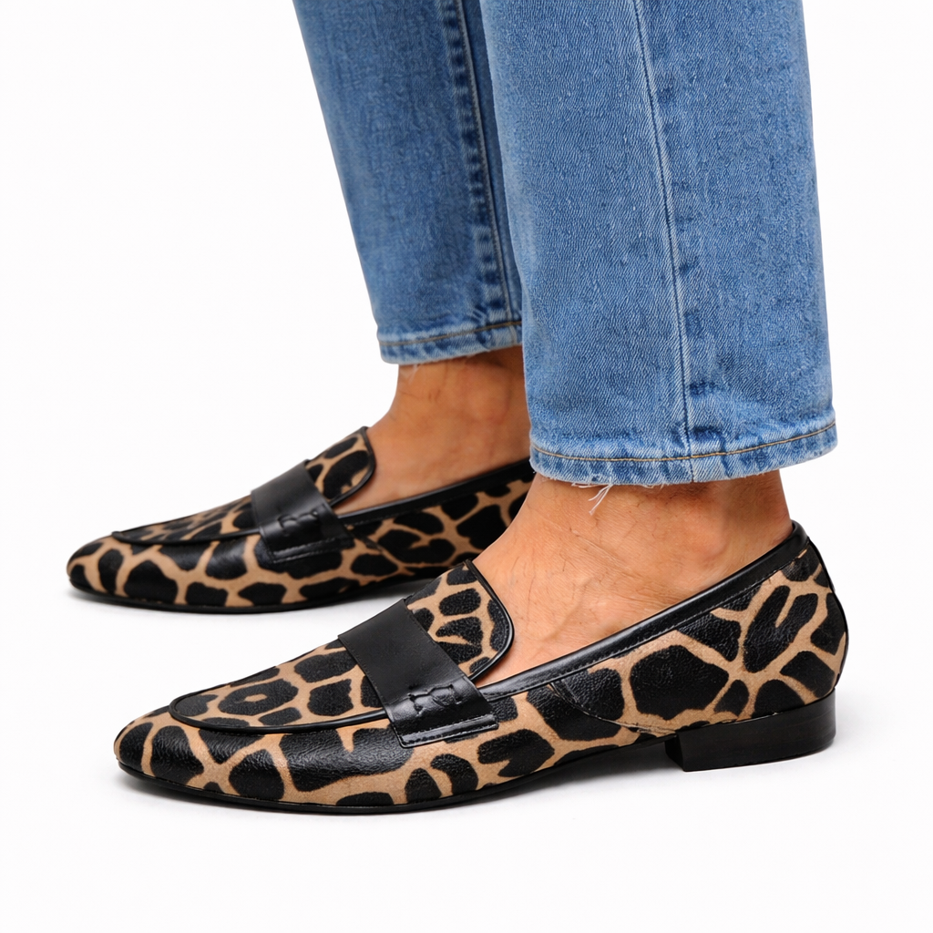 Catia - Mocasines elegantes de leopardo para el día a día