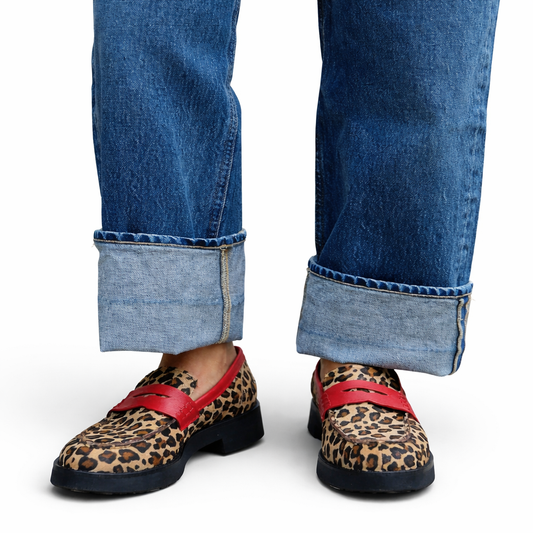 Iris - Mocasines leopardo con detalle rojo