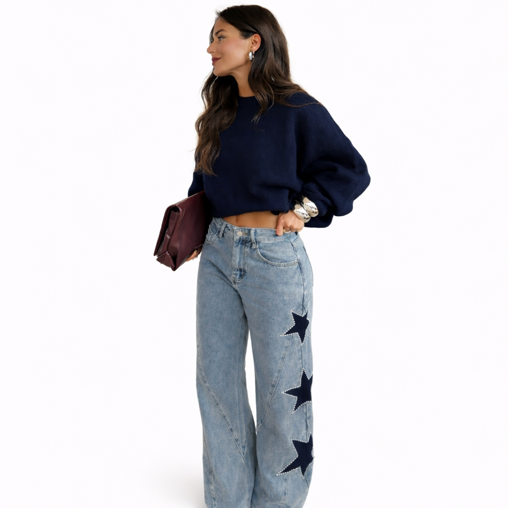 Melisa - Jeans Casual rectos de estrellas