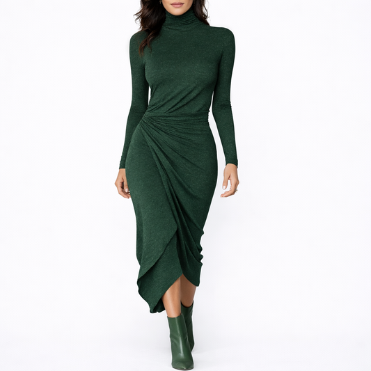 Rosana - Vestido Midi Elegante de Punto Envolvente