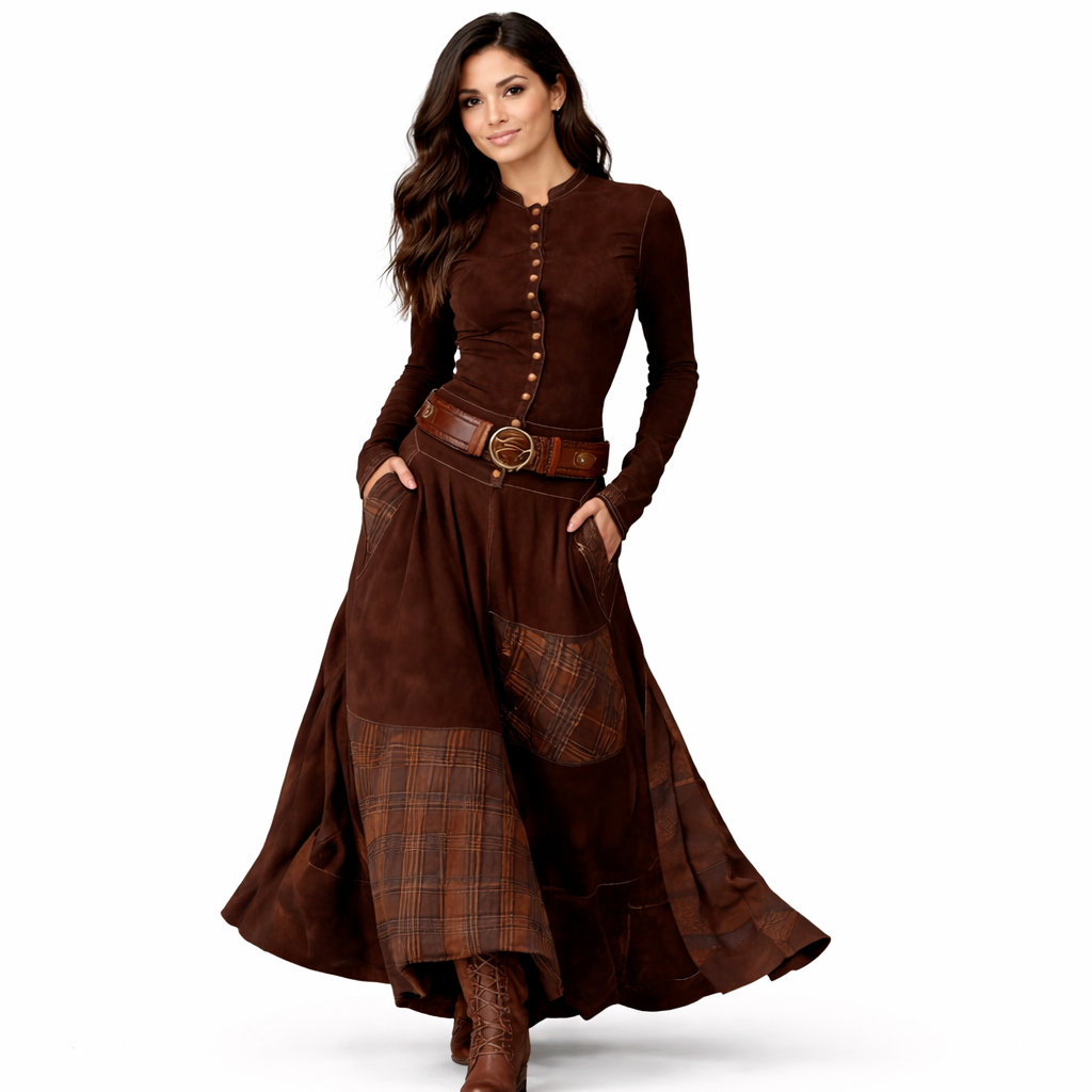 Adriana – Vestido Maxi Vintage Azul Marino