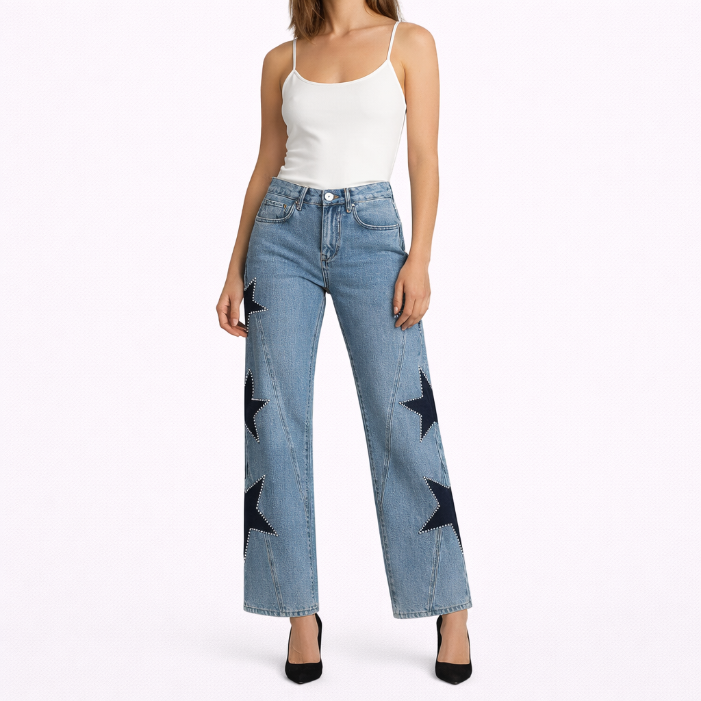 Melisa - Jeans Casual rectos de estrellas
