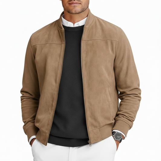 Víctor - Chaqueta de cuero de ante para hombre. Suavidad premium