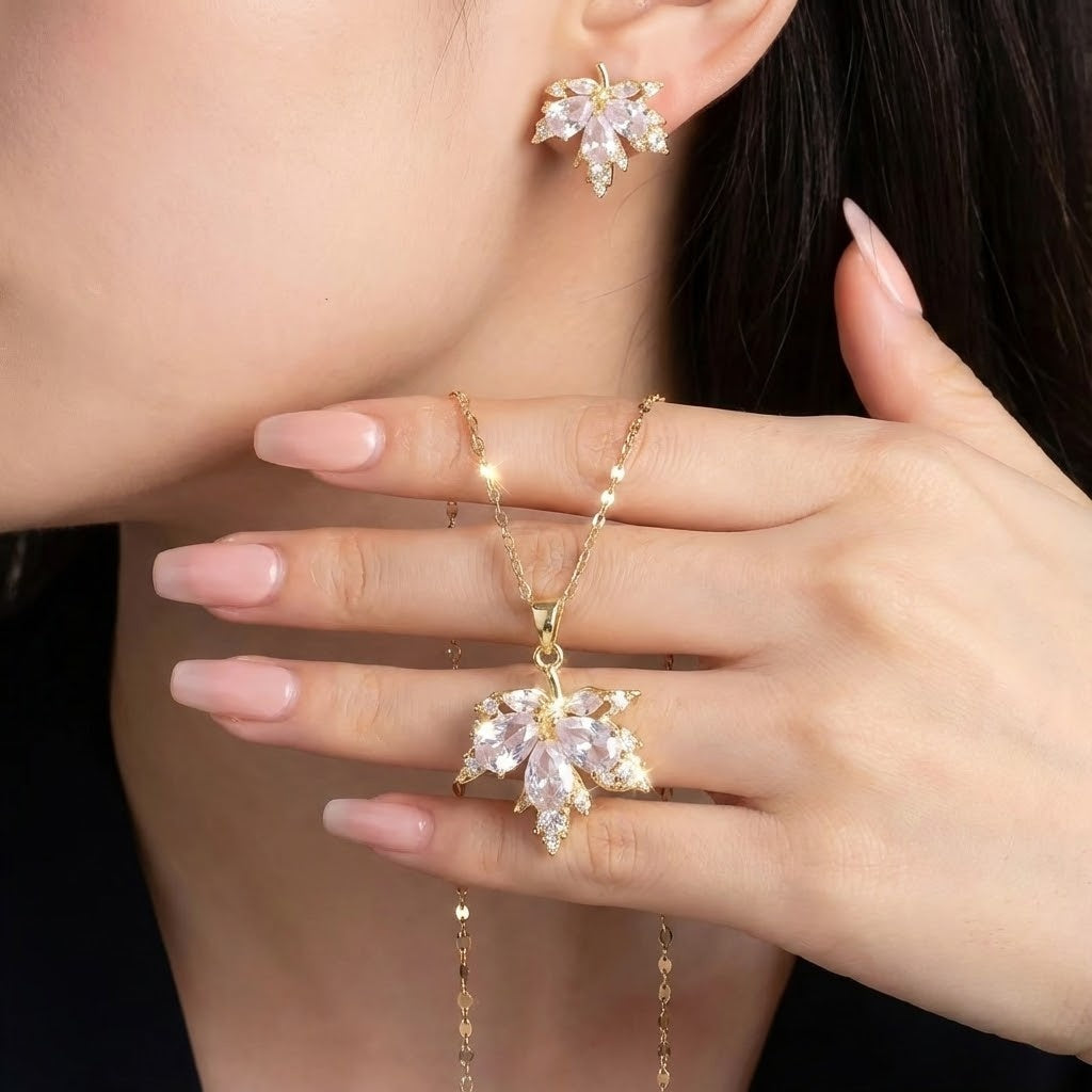 Pendientes Hoja Blanca de la Suerte + Collar Gratis - Elegantes y encantadores