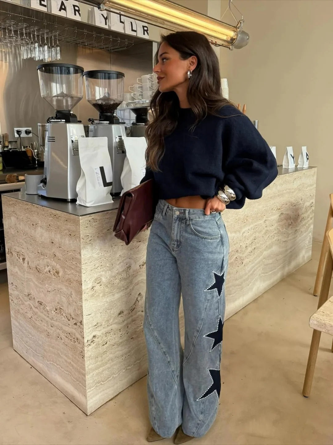 Melisa - Jeans Casual rectos de estrellas